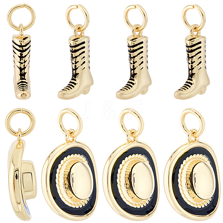 8Pcs 2 Styles Brass Enamel Pendants KK-BBC0022-17-1