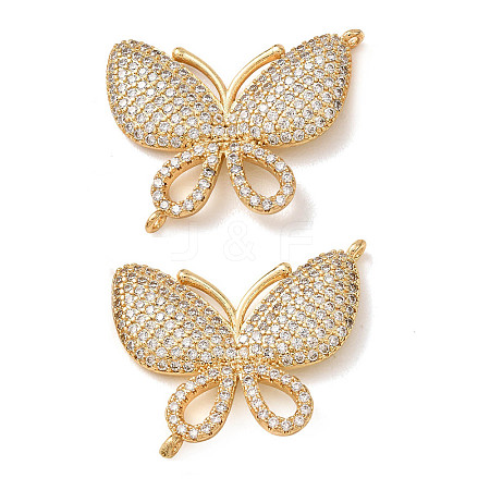 Brass Micro Pave Clear Cubic Zirconia Connector Charms CU-CBA4579-01G-B-1