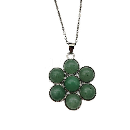 Natural Green Aventurine Flower Pendant Necklaces FO7861-14-1