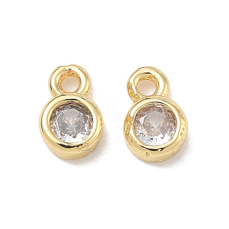 Brass Micro Pave Clear Cubic Zirconia Charms CU-CBA91C0-05G-1