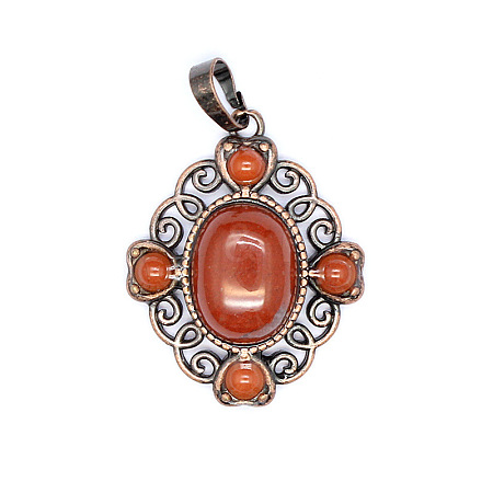 Retro Hollow Natural Red Jasper Pendants PW-WG7B8C5-10-1