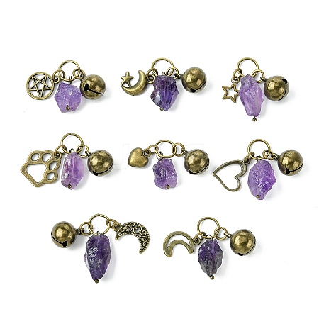 Natural Amethyst Pet Collar Charms HJEW-PH01731-1
