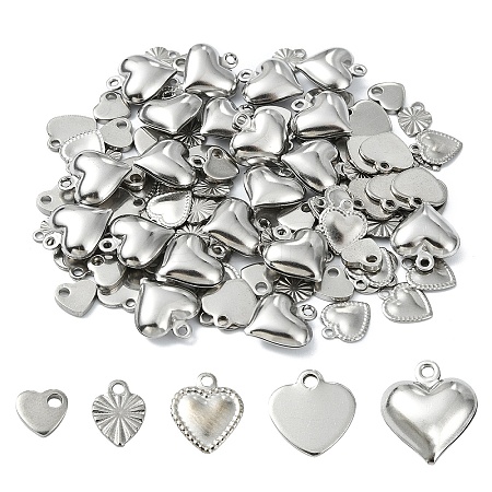 100Pcs 5 Styles 201 & Anti-Tarnish 304 Stainless Steel Charms STAS-YW0002-50-1