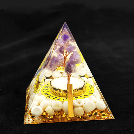Viking Rune Symbol-Ice Orgonite Pyramid Resin Display Decorations DJEW-PW0006-02A-1