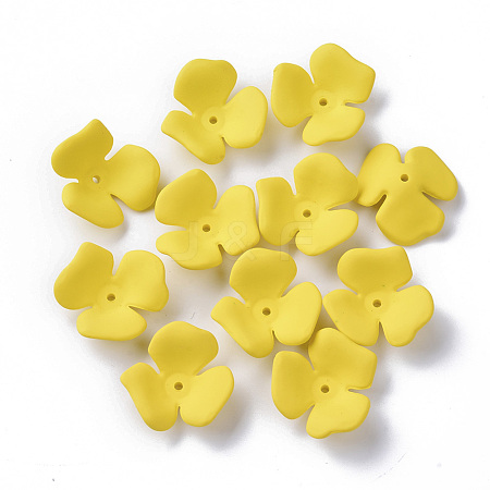 3-Petal Spray Painted Acrylic Bead Caps X-MACR-N007-01F-1