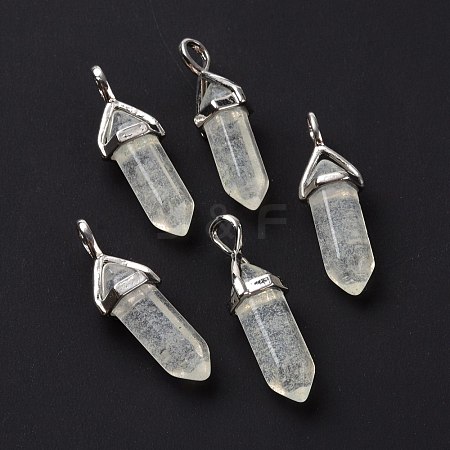 Pale Green Watermelon Stone Glass Pointed Pendants G-K329-25P-1