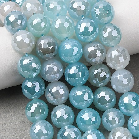 Electroplated Natural Agate Beads Strands G-B191-A07-10mm-14-1