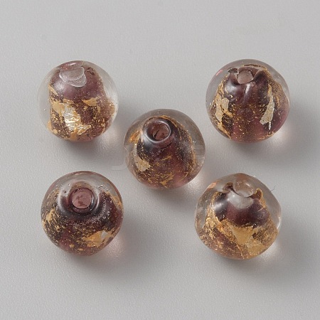 Handmade Gold Sand Lampwork Beads LAMP-WH0011-03B-04-1