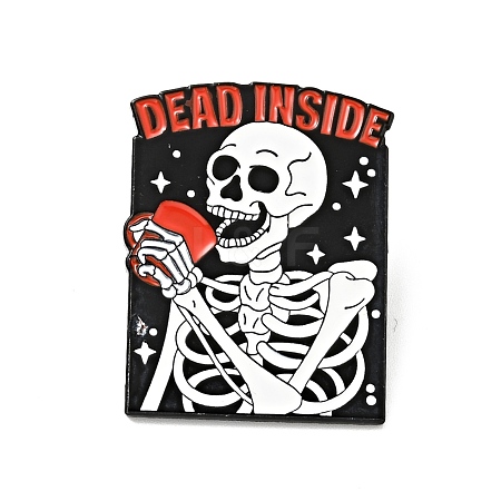 Skeleton with Cup Halloween Enamel Pin JEWB-G014-D05-1