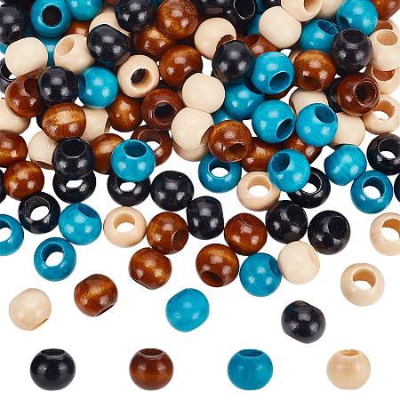 4 Colors Wood Large Hole Beads WOOD-FG0001-52-1