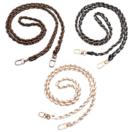 WADORN 3Pcs 3 Colors Braided Imitation Leather & Alloy Chain Bag Straps FIND-WR0007-92-1