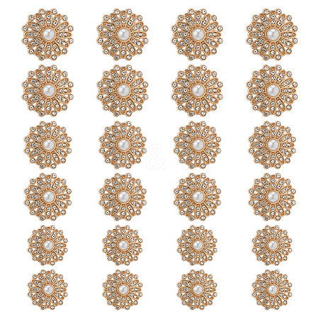 24Pcs 3 Styles Alloy Rhinestone Shank Buttons BUTT-HS0001-05G-1