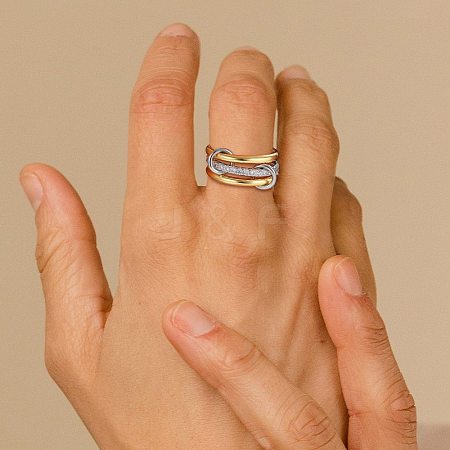 Brass Micro Pave Cubic Zirconia Finger Rings FS-WG6545E-32-1