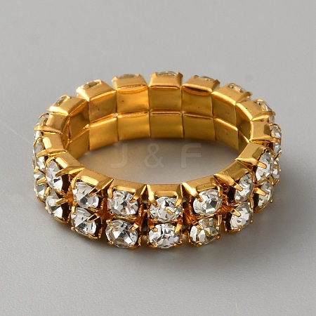 Rhinestone Elastic Finger Rings for Women RJEW-WH0817-004C-P-1