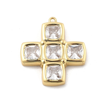 Brass Micro Pave Clear Cubic Zirconia Pendants KK-L228-44B-G-1