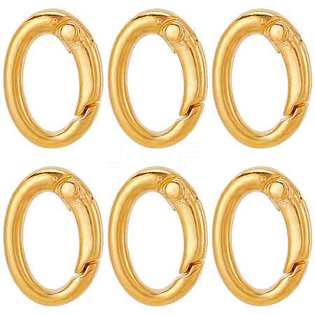 SUNNYCLUE 6Pcs Rack Plating Brass Spring Gate Rings KK-SC0004-76-1