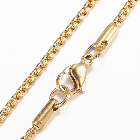 304 Stainless Steel Box Chain Necklaces NJEW-L450-05G-1