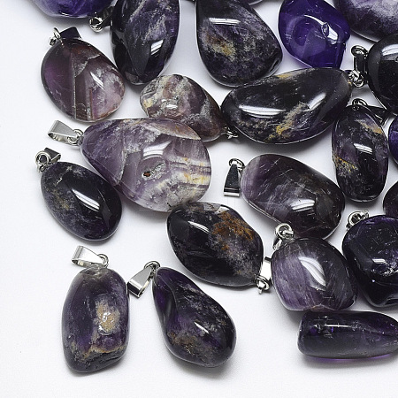 Natural Amethyst Pendants G-T122-32D-1