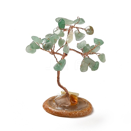 Natural Green Aventurine Chips Tree Display Decorations DJEW-C003-01F-1