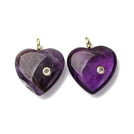 Natural Amethyst Pendants G-P588-01G-09-1