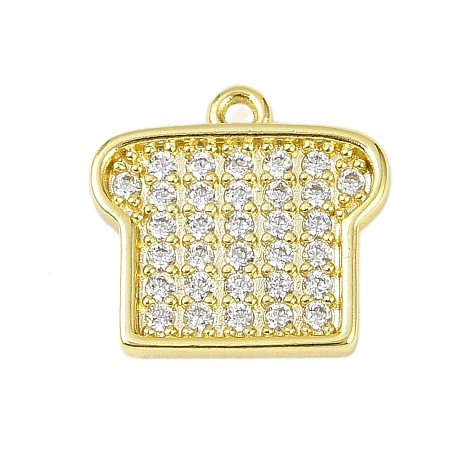 Brass Micro Pave Clear Cubic Zirconia Charms KK-L238-18G-1