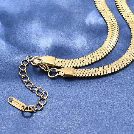 Ion Plating(IP) 304 Stainless Steel Herringbone Chain Necklace for Men Women X-NJEW-E076-03E-G-1