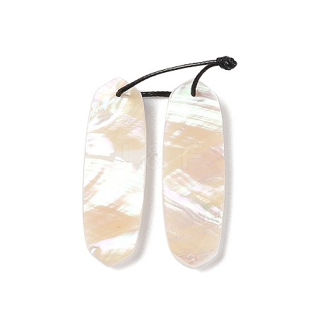 2Pcs Natural White Shell Pendants SHEL-A005-02C-1