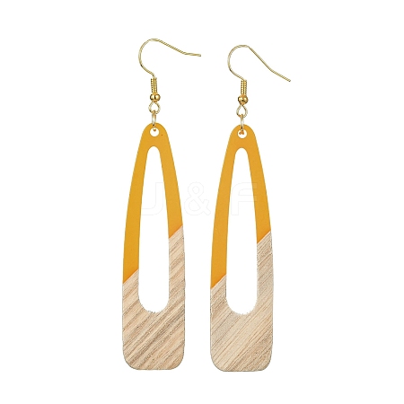 Two Tone Resin & Wood Dangle Earrings EJEW-JE05508-01-1