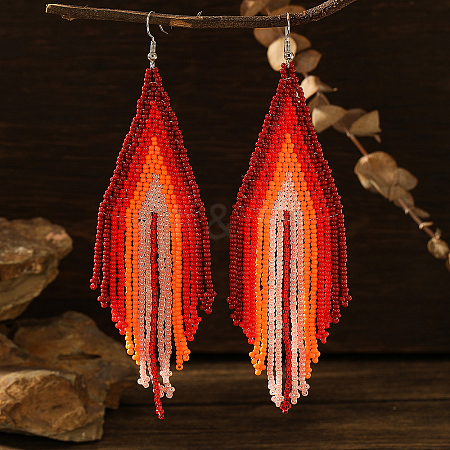 Bohemian Style Handmade Glass Bead Dangle Earrings CE1150-1