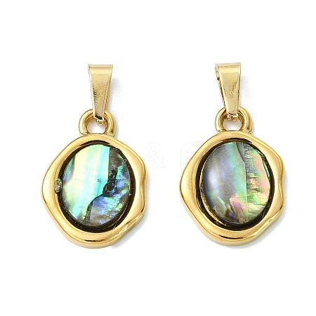 Natural Paua Shell Pendants PALLOY-JF05608-1