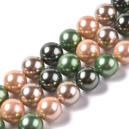 Electroplated Shell Beads Strands BSHE-G021-01A-1