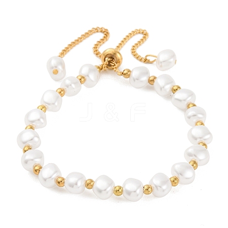 Alloy Imitation Pearl Bracelet for Women BJEW-M018-02B-1