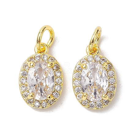 Brass Micro Pave Clear Cubic Zirconia Charms KK-K360-17G-1