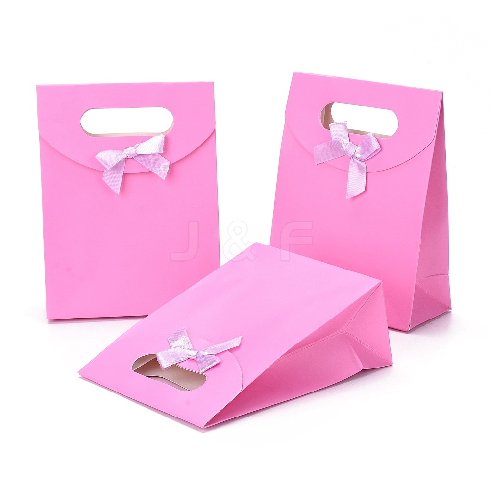 Wholesale Paper Gift Bags with Ribbon Bowknot Design ...