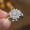 Brass Micro Pave Clear Cubic Zirconia Finger Rings for Women WG798F9-01-3