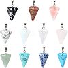  11pcs 11 style Cone/Spike/Pendulum Natural & Synthetic Gemstone Pendants G-NB0003-05-1