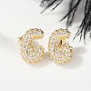 Brass Micro Pave Cubic Zirconia Stud Earrings EJEW-Z091-04G-C-5