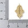 Rack Plating Brass Micro Pave Clear Cubic Zirconia Religion Hamsa Hand Connector Charms KK-A23410-053G-3