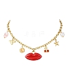 304 Stainless Steel with Plastic Bib Necklaces for Women NJEW-K300-05G-2