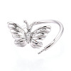 Butterfly Shape Brass Micro Pave Clear Cubic Zirconia Cuff Ring Settings KK-T076-50P-2