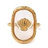 Oval with Shell Shape Resin Finger Rings STAS-Z101-07G-02-2