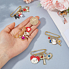 4Pcs 4 Styles Alloy Enamel & Lampwork & Glass Dog Heart Rabbit Charm Iron Kilt Pins JEWB-FH00046-3