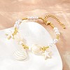 Ocean Brass Enamel Starfish Shell Shape Charm Bracelets for Women KK-CBA68DA-16G-02-2