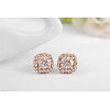 Square Real Rose Gold Plated Fashion Alloy Austrian Crystal Stud Earrings EJEW-AA00057-08-2