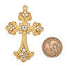 Alloy Rhinestone Cross Big Pendants ALRI-1475-G-RS-3