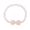 Natural Rose Quartz Beaded Stretch Bracelets for Women BJEW-TA00622-2