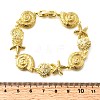 Summer Beach Brass Micro Pave Clear Cubic Zirconia Starfish & Shell Shape Link Chain Bracelets LS-BJEW-C118-02A-G-6