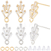 8 Pairs 2 Color Flower Shape Brass Cubic Zirconia Stud Earring Findings KK-CN0003-21-1
