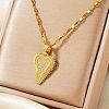 Vintage Brass Micro Pave Clear Cubic Zirconia Heart Pendant Necklaces for Women TJ4631-1-1