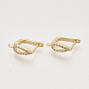 Brass Micro Pave Cubic Zirconia Hoop Earring Findings with Latch Back Closure KK-T048-028G-NF-1